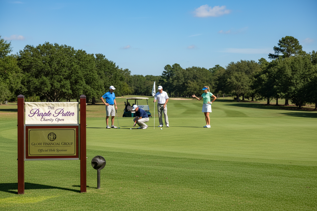 Tournament Hole Sponsor W/Sign and Foursome of Golfers